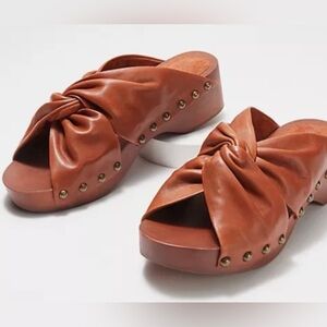 Kelsi Dagger Brooklyn Sprinter Leather Heeled Sandals/ Clogs Rust SZ 6